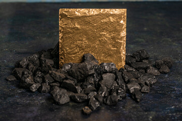 Coal whith gold plate, space for your text