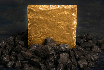 Coal whith gold plate, space for your text