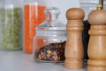 flower tea in glass jar