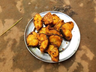 Tasty and spicy fish fry from Indian Food. Tasty baked fish on plate isolated on plate. best fish for frying india. fish fry masala. bengali fish fry recipe. It contains lots of vitamins.