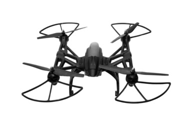 Fototapeta na wymiar Black quadcopter isolated on white background. Big black drone.