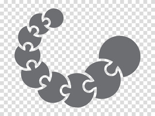 Simple icon puzzles in gray. Simple icon circle puzzle of the nine elements  on transparent background for your web site design, app, UI. EPS10.