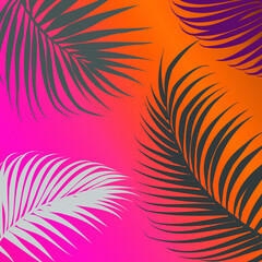 Vector banner with color tropical leaves.