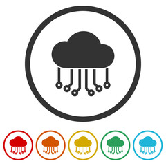 Cloud storage icon isolated on white background, color set