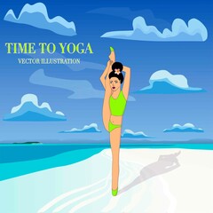 Beautiful young woman doing yoga. Vector