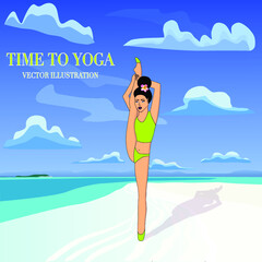 Beautiful young woman doing yoga. Vector