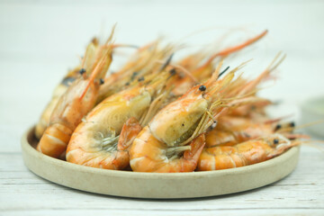 Grilled river prawns or shrimps