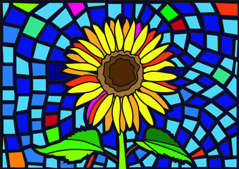sunflower design glass stained moses background illustration vector
