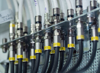 Broadband cable connection to supply a residential building with a television signal for instance.