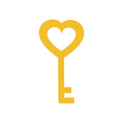 Vector cute yellow heart-shaped key