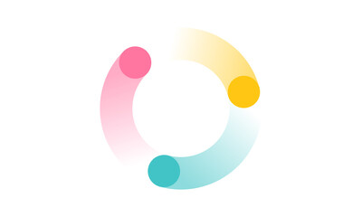 Three circle in a round rotating circular motion flat vector icon - fly wheel