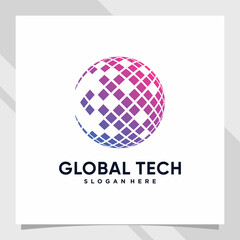 Creative global logo design technology for business company or personal with unique concept