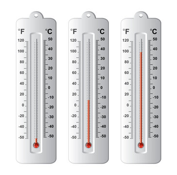 vector set of thermometers at different levels