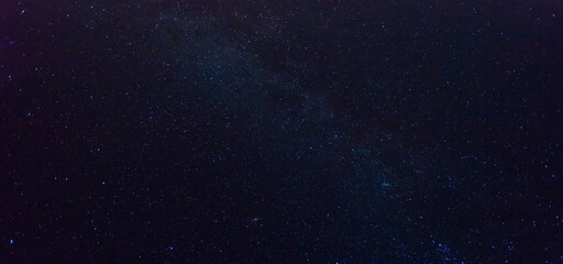 Blue night panorama, milky way sky and stars on a dark background, a universe full of stars, nebula...