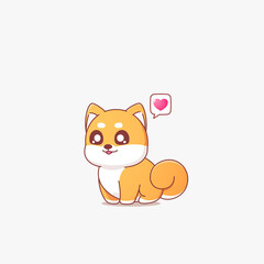  Cute shiba inu dog sitting and wearing glasses