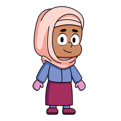 Isolated muslim winter clothes kid illustration vector