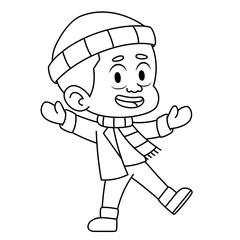 Isolated draw boy winter clothes kid illustration vector