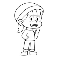 Isolated draw girl winter clothes kid illustration vector