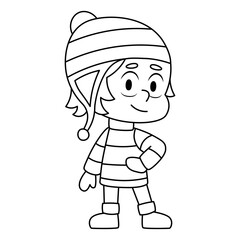 Isolated draw boy winter clothes kid illustration vector