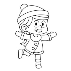 Isolated draw girl winter clothes kid illustration vector
