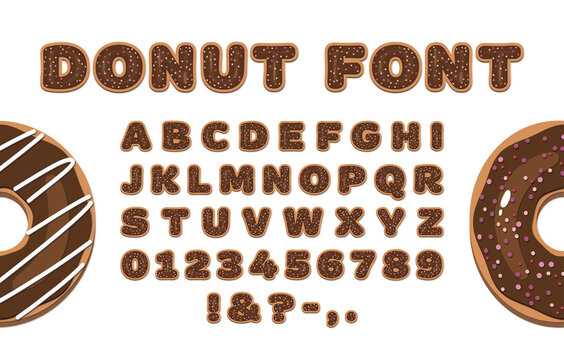 Chocolate donut font Glazed donut letters and numbers Doughnut alphabet