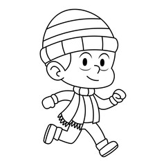Isolated draw boy winter clothes kid illustration vector