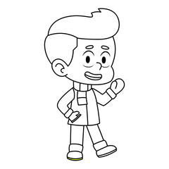 Isolated draw boy winter clothes kid illustration vector