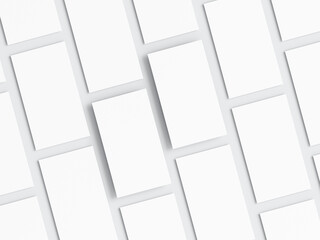 business card mockup, white cards on white background, 3d render