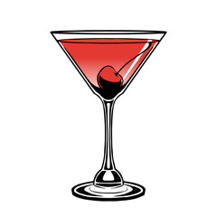 Isolated red cocktail drink bar illustration vector
