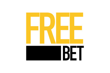 Modern, simple, minimal typographic design of a saying "Free Bet" in yellow and black colors. Cool, urban, trendy and graphic design.
