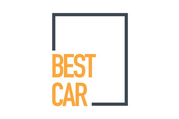 Modern, simple, minimal typographic design of a saying "Best Car" in grey and yellow colors. Cool, urban, trendy and playful graphic design.