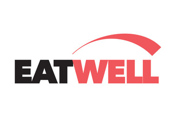 Modern, simple, minimal typographic design of a saying "Eat Well" in red and black colors. Cool, urban, trendy and bold graphic vector art