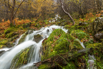 A few days of heavy rain in the English Lake District led to streams of water running off the autumnal colored fells