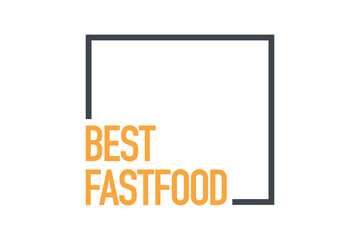 Modern, simple, minimal typographic design of a saying "Best Fastfood" in grey and yellow colors. Cool, urban, trendy and vibrant graphic vector art