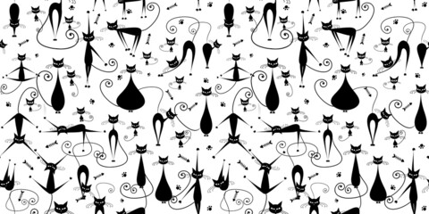 Black cats, seamless pattern for your design