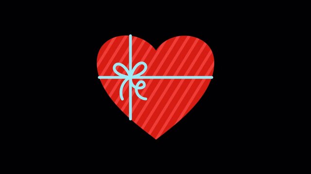 Animated valentine heart with bow icon designed in flat icon style, valentine's day and, dating concept icon