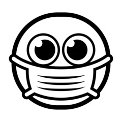 Isolated sick monochrome emoji icon with mask Vector