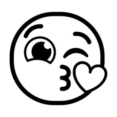 Isolated in love monochrome emoji icon Vector illustration