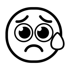 Isolated sad monochrome emoji icon Vector illustration