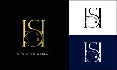 SH, HS Alphabet Letters Abstract Luxury Logo Icon Monogram	
