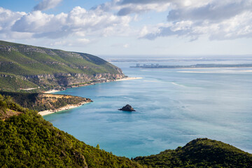 Beautiful coast of Arrabida Natural Park, south from Lisbon, Alentejo, Portugal