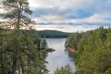 View of The Lake Simijarvi and it's shore in winter, Raseborg, Finland © hivaka