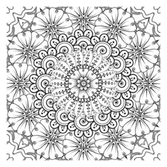 Mehndi flower for henna, mehndi, tattoo, decoration. Decorative ornament in ethnic oriental style, doodle ornament, outline hand draw. Coloring book page.