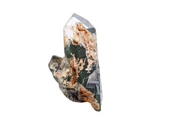 macro Axinite mineral stone on a white background