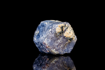 macro mineral stone sapphire on a black background