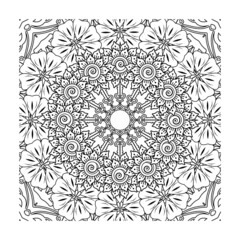 Mehndi flower for henna, mehndi, tattoo, decoration. Decorative ornament in ethnic oriental style, doodle ornament, outline hand draw. Coloring book page.