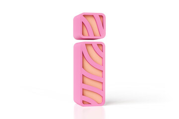 Wavy style designed exclamation point pink and peachy colors. High quality 3D rendering.