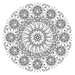 Mehndi flower for henna, mehndi, tattoo, decoration. Decorative ornament in ethnic oriental style, doodle ornament, outline hand draw. Coloring book page.