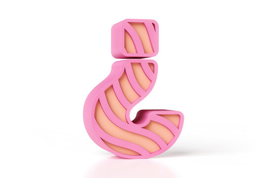 Question mark 3D style with a wavy pattern pink and peach colors combination. New trending style lettering. High resolution 3D rendering.