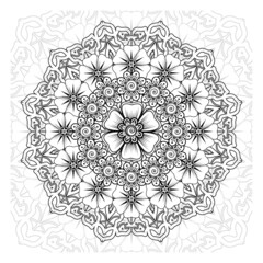 Mehndi flower for henna, mehndi, tattoo, decoration. Decorative ornament in ethnic oriental style, doodle ornament, outline hand draw. Coloring book page.